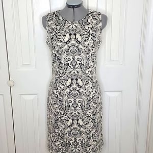 J.MLaughlin Darcy Crewneck Black/Off White Paisley Dress Size M NWT'S